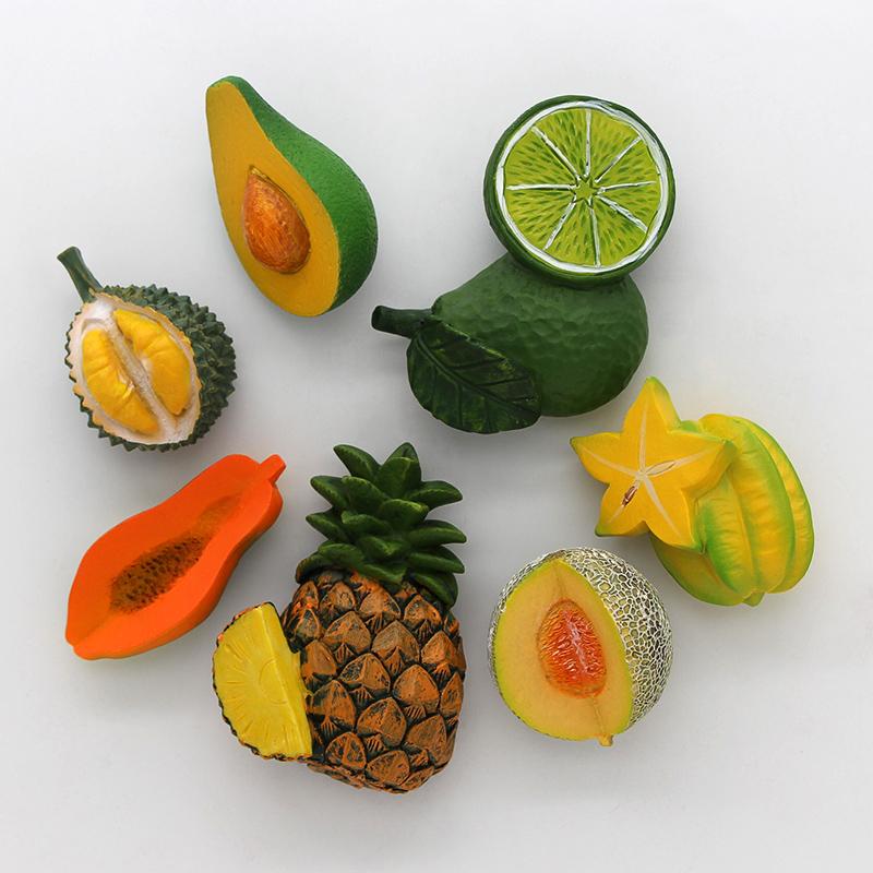 Bionic Fruit Refrigerator with 3D Fridge Magnets Pineapple Bamboo Avocado Papaya Strawberry Durian Cherry Carambola Home Décor