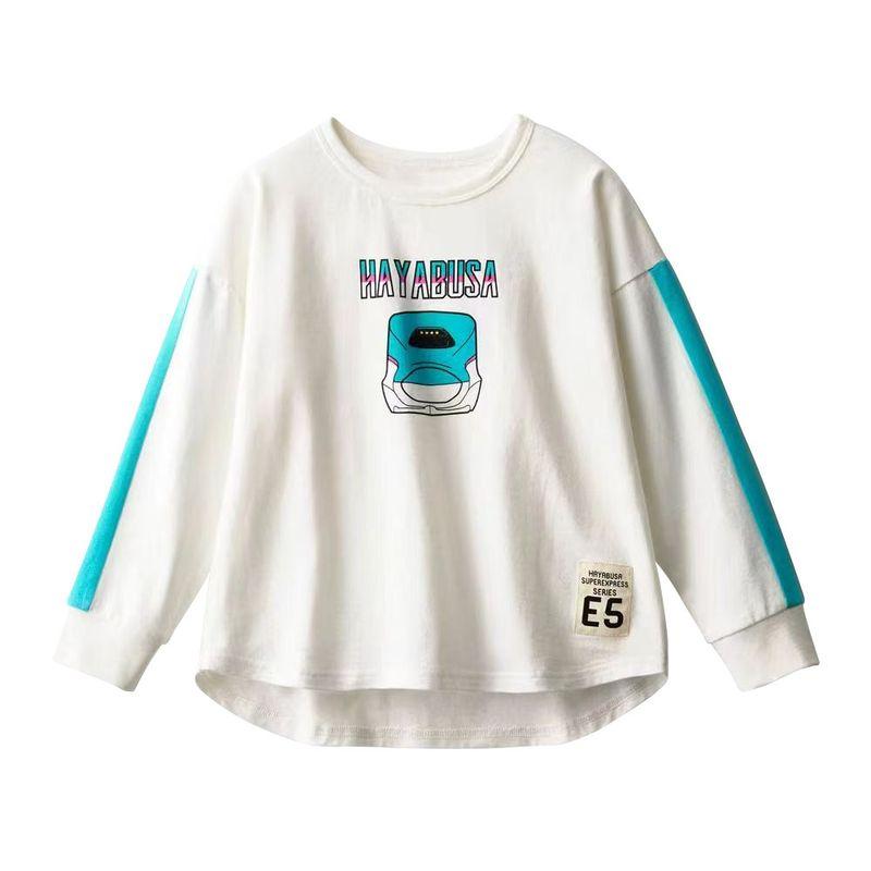 Children s Sweatshirt 2025 New Style Boys  Spring Cotton T-Shirt 100% Cotton Spring and Autumn Style Girls  Boys  Long-Sleeve Top White 140 cm