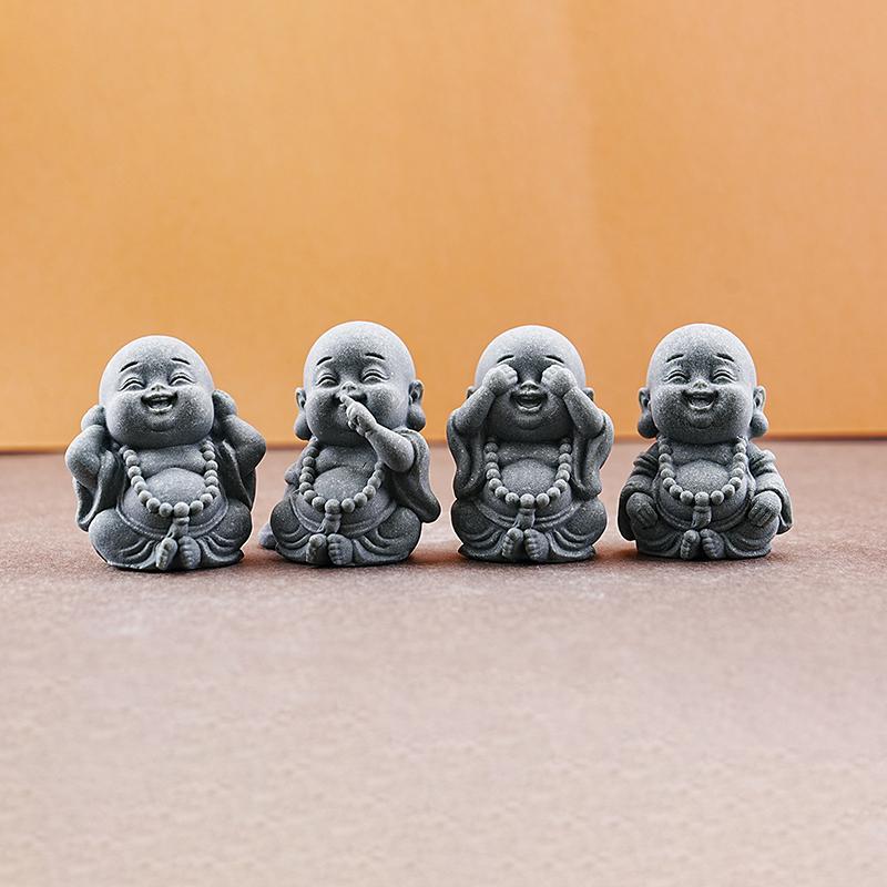 1/4Pcs Home Decor Cute Stone Little Monk Statues With Serene Zen Vibes Ornament For Meditation Space Desk Meaningful Gifts