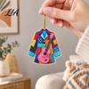 Artistic Guitar Hanging Decor Acrylic Christmas Ornament, Patchwork Jacket Butterfly Flat Pendant Decorative Car Accessories with Gold String for Tree