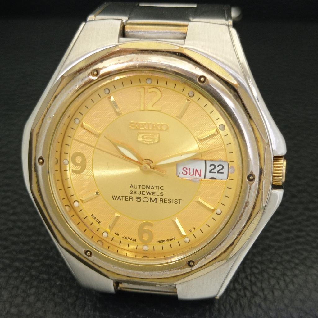 Echte Vintage SEIKO 5 AUTOMATIC 7S36B JAPAN Herrenuhr Original Zifferblatt a702416-5