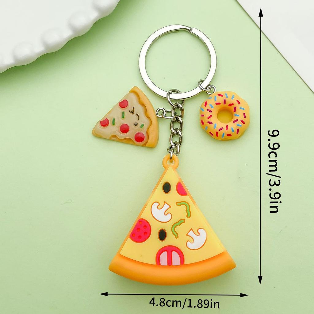 Creative Soft Rubber Food Toy Keychain: Hamburger, Fries, Pizza Pendant Bag Charm