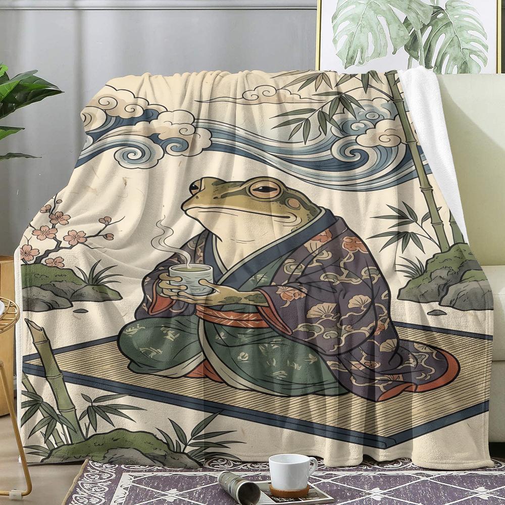 Cool Frog Throw Soft Flannel AC Blanket Lightweight Summer Nap Throw Cozy Blanket for Sofa Bed Travel Home