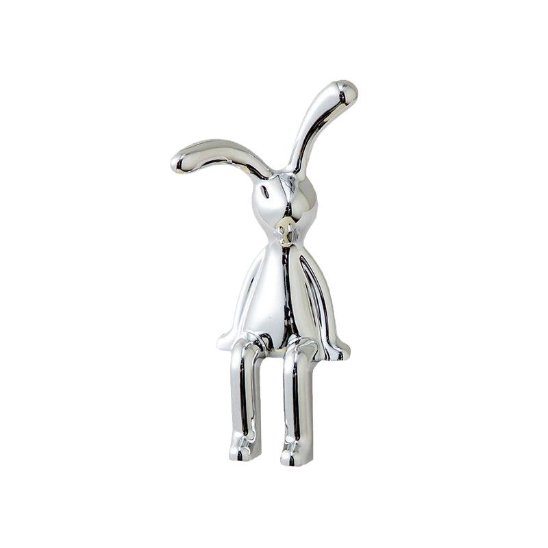 Nordic Electroplated Modern Rabbit Ornament - Elegant Long-Legged Toy Car Decoration for Living Room