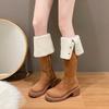 Thick Soled Knee High Boots 2024 Autumn and Winter New Versatile Warm and Plush Casual Women's Boots for Two Wear Zapatos Mujer