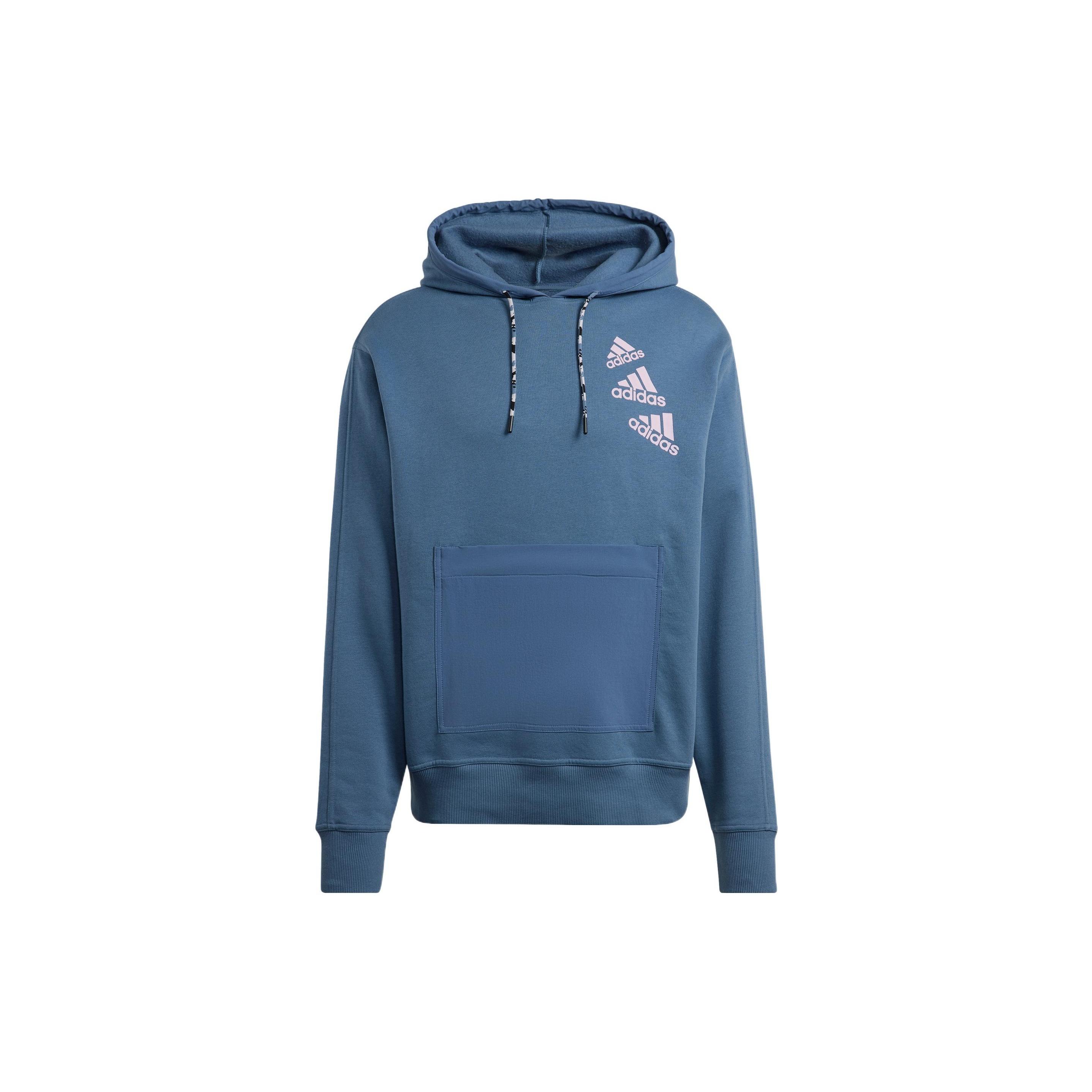 adidas Solid Color Brand Drawstring Hooded Long Sleeves Hoodie Unisex Blue Men s HL9382 M