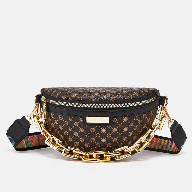 

Трендовая поясная сумка-цепочка с принтом модного узора, новая универсальная повседневная женская сумка серый