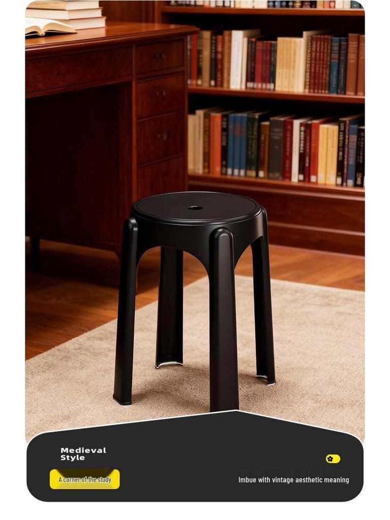 Red Festive High Plastic Stool – Sturdy Household Chair