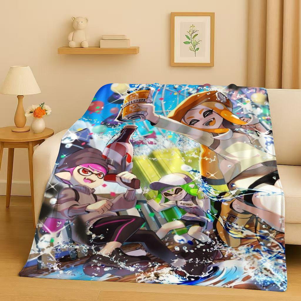 HD Splatoon Game Cartoon Flannel Blanket,Ultra Soft Warm Plush Throw for Home Bedroom Bed Sofa Cover Office Travel Picnic Kids