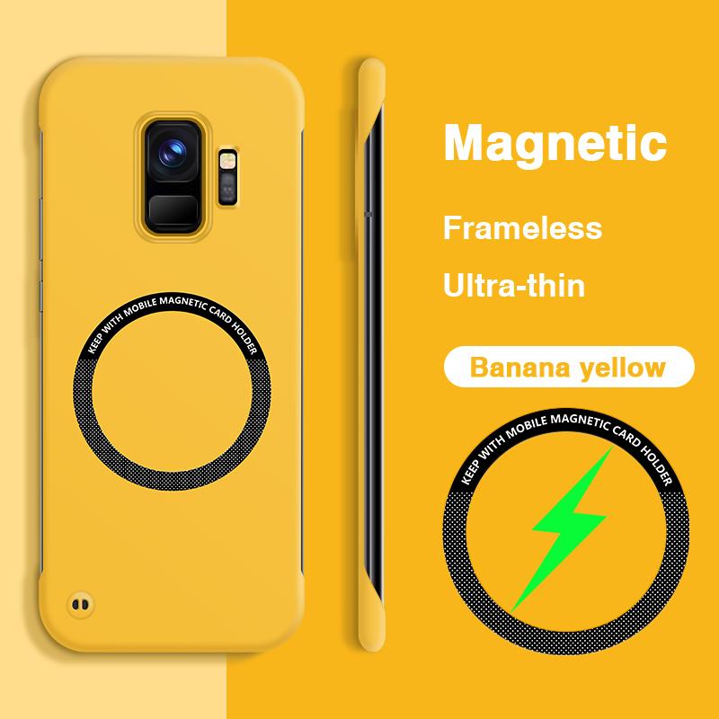 

Original Thin Magnetic Housing Phone Case for Samsung Galaxy S9 Plus S9+ Wireless Charging Frameless Hard Candy Color Back Cover Galaxy S9+ банан жовтий колір