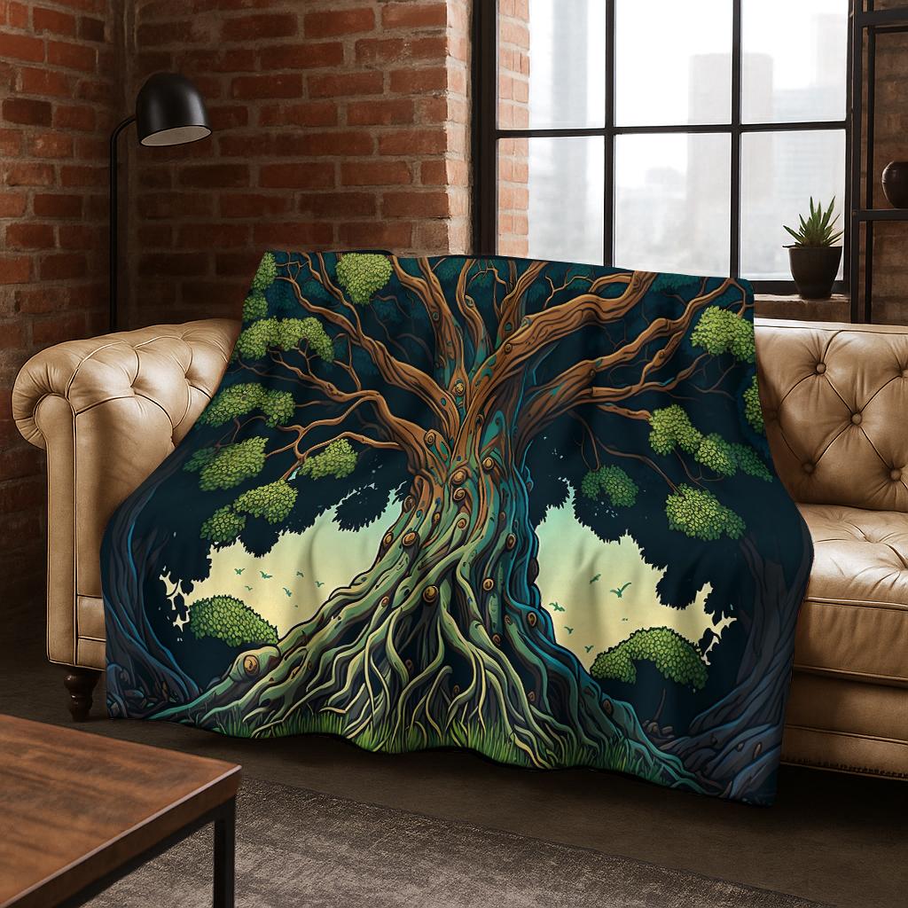 Nature Viking Yggdrasil Norse Tree of Life Flannel Blanket Soft Warm Blanket for Bedroom Room Living Room Travel Camping Picnic