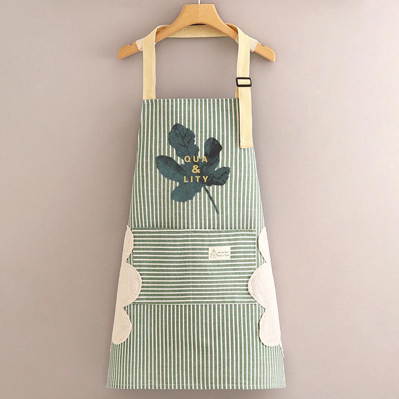 Cotton and Linen Long-sleeved Apron Kitchen Home Breathable Anti-fouling Cooking Apron Smock for Women