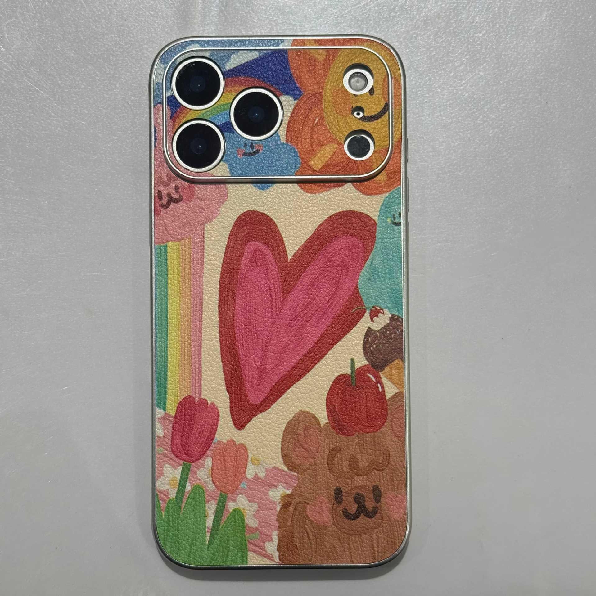 Colorful Love Heart Graffiti Puppy Magnetic Stand Phone Case for Apple 17 Pro Max/16 Pro/15/14/13 iPhone 17 Pro