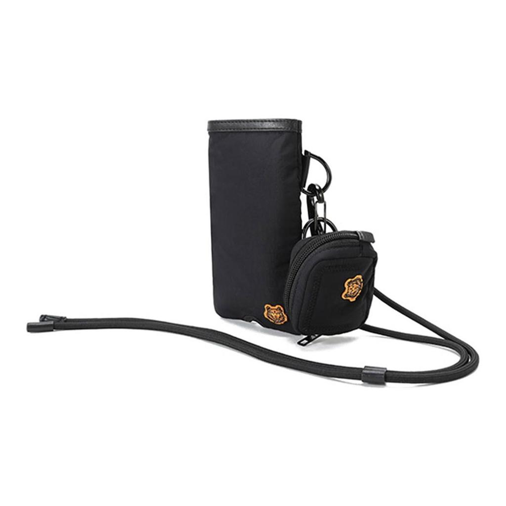 Kenzo Tiger Year Gold Tiger Head Logo Embroidered Zipper Neck Fabric Strap Headphone Bag Shoulder Bag Phone Bag Men Bags Black FB55PM408F24-99