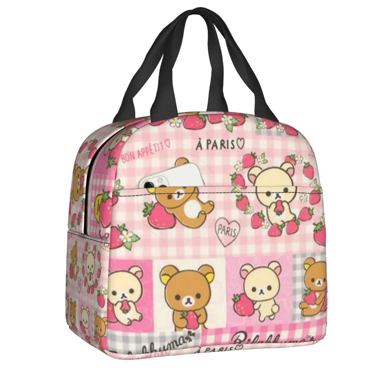 

Мила кастомна сумка для ланчу Rilakkuma для жінок, тепла, ізотермічна, ізольована, ланч-бокси для студентів, школа 22x20x13CM помаранчевий