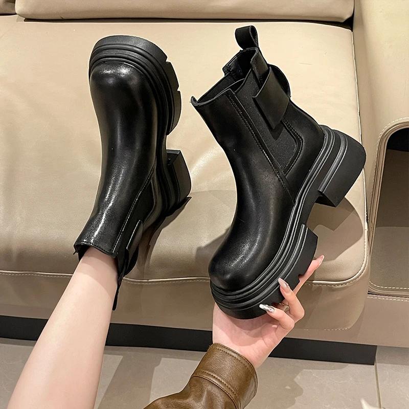 

Зимние сапоги женские туфли на платформе с круглым носком-женские сабо Лолита резиновые щиколотки средние осенние рок 40