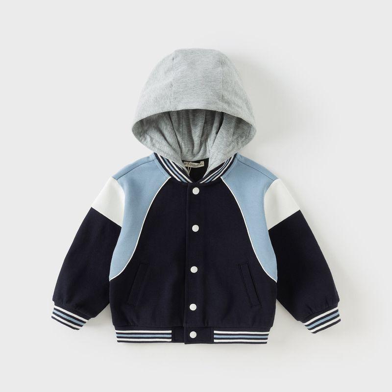 David Bella Boys  Jacket Children s Hooded Clothing Spring New Baby Baseball Jacket Children s Clothing Boys  Spring Outfit Navy Blue [Ready Stock] 100