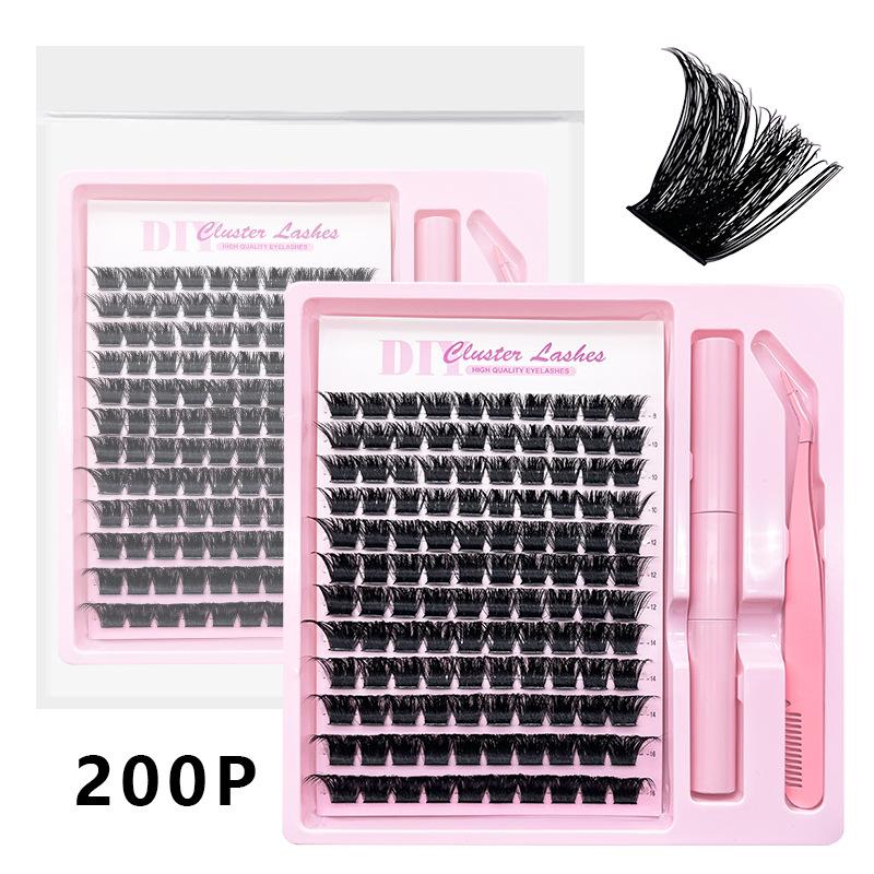 30D40D100D Segmented False Eyelashes Natural Dense Curled Single Cluster Self-Adhesive Eyelash Set
