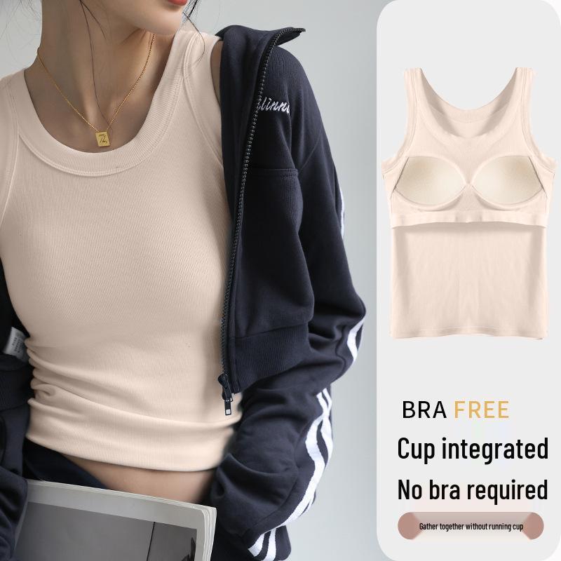 Damen Sommer Modal Geripptes Trägertop mit integriertem BH