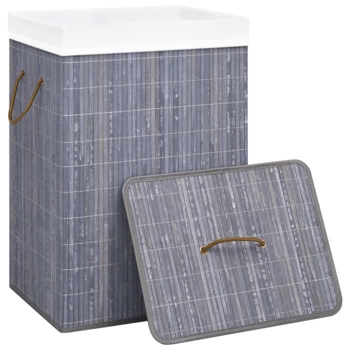 VidaXL Panier à linge avec une seule section bambou gris 320755