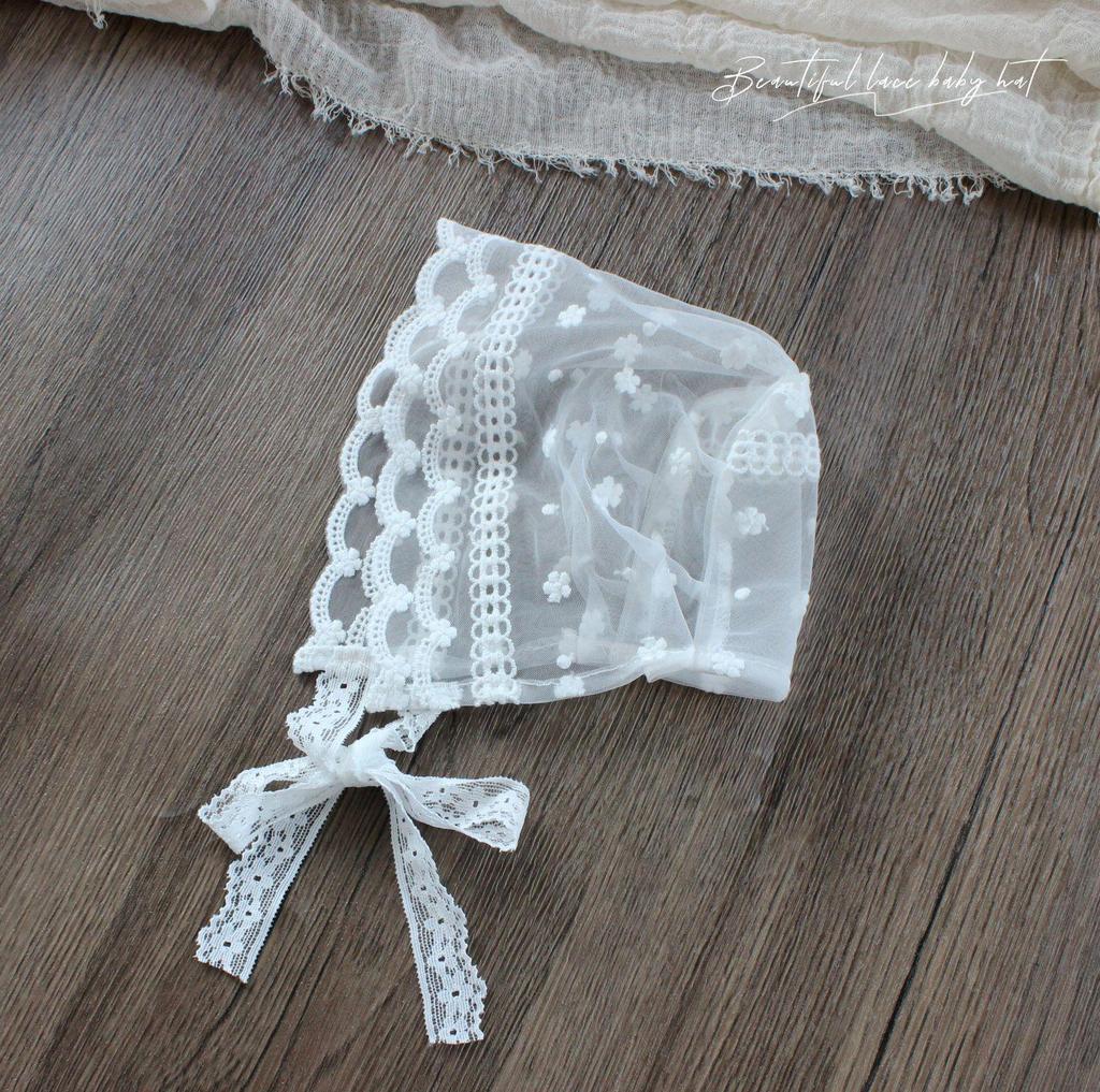 Baby Girls' Lace Embroidered Mesh Hat - Spring/Summer Photoshoot Cap