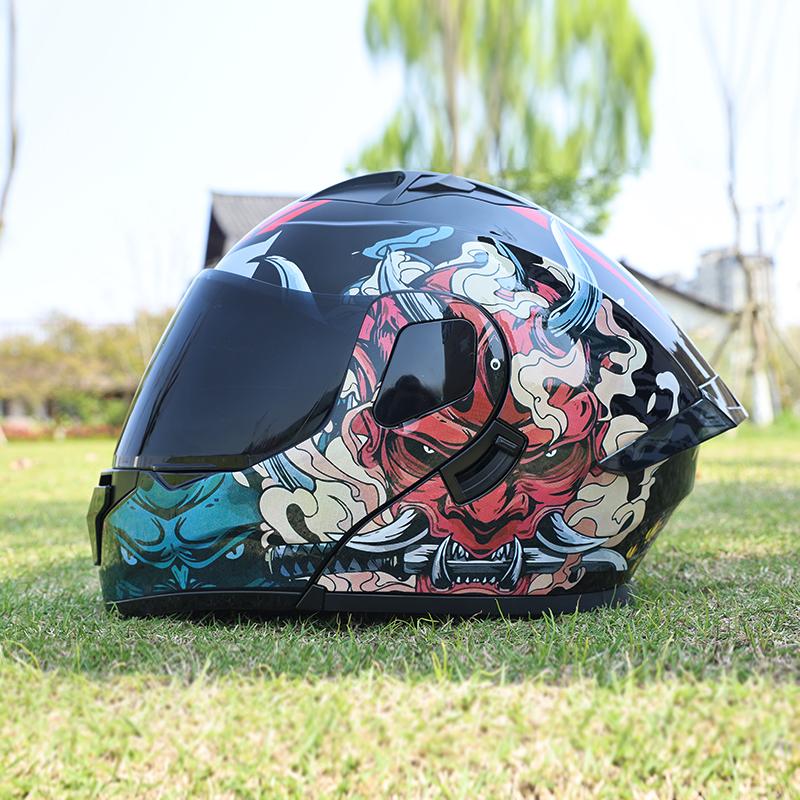 ORZ Flip Up Motorcycle Helmet Modular Full Face Dual Visor DOT Approved Street Bike Touring Crash Helmet