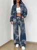 Color Tie-dye Autumn and Winter New European and American Women's Clothing Striped Printing Suit Women