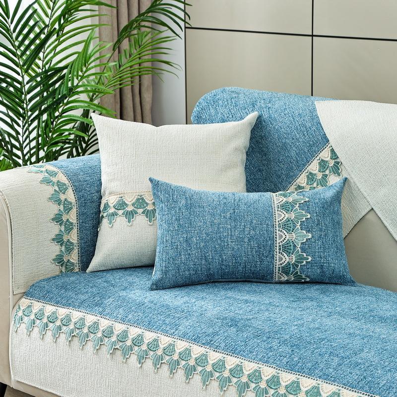 

Четыре сезона универсальная подушка для дивана из шенилла с цветными блоками и вышитыми буквами, современная простая противоскользящая наволочка для дивана 70*70