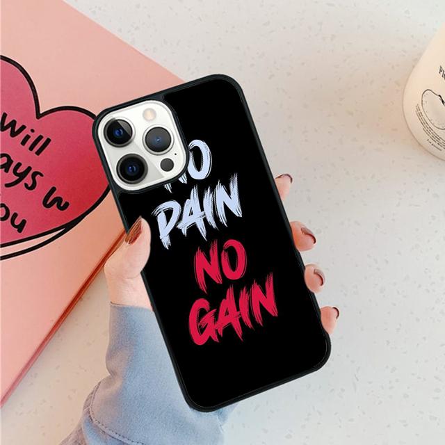 

No Pain No Gain Gym Fitness Quote Phone Case For iPhone 17 Air 15 16 11 12 13 14 Pro Max Cover For iPhone 17 Air Max Plus Fundas iPhone 13
