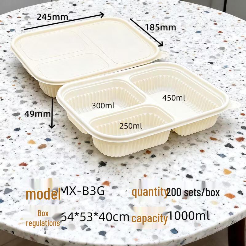 Handon 650ml Square Corn Starch Disposable Takeaway Containers