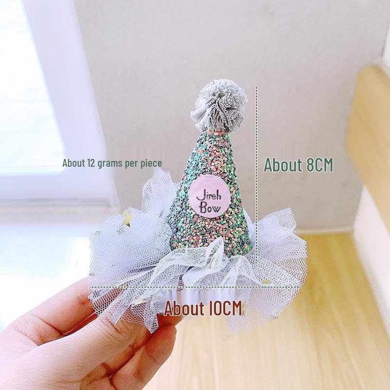 Korean Hair Clip with Birthday Hat - Cute Baby Party Headwear Decoration