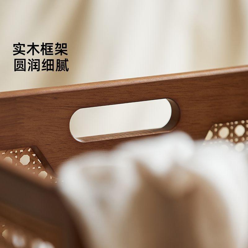 Walnut Color Dirty Clothes Basket Vine Weaving Design Laundry Hamper Toys Storage Bucket Good-looking Laundry Basket with Pulley