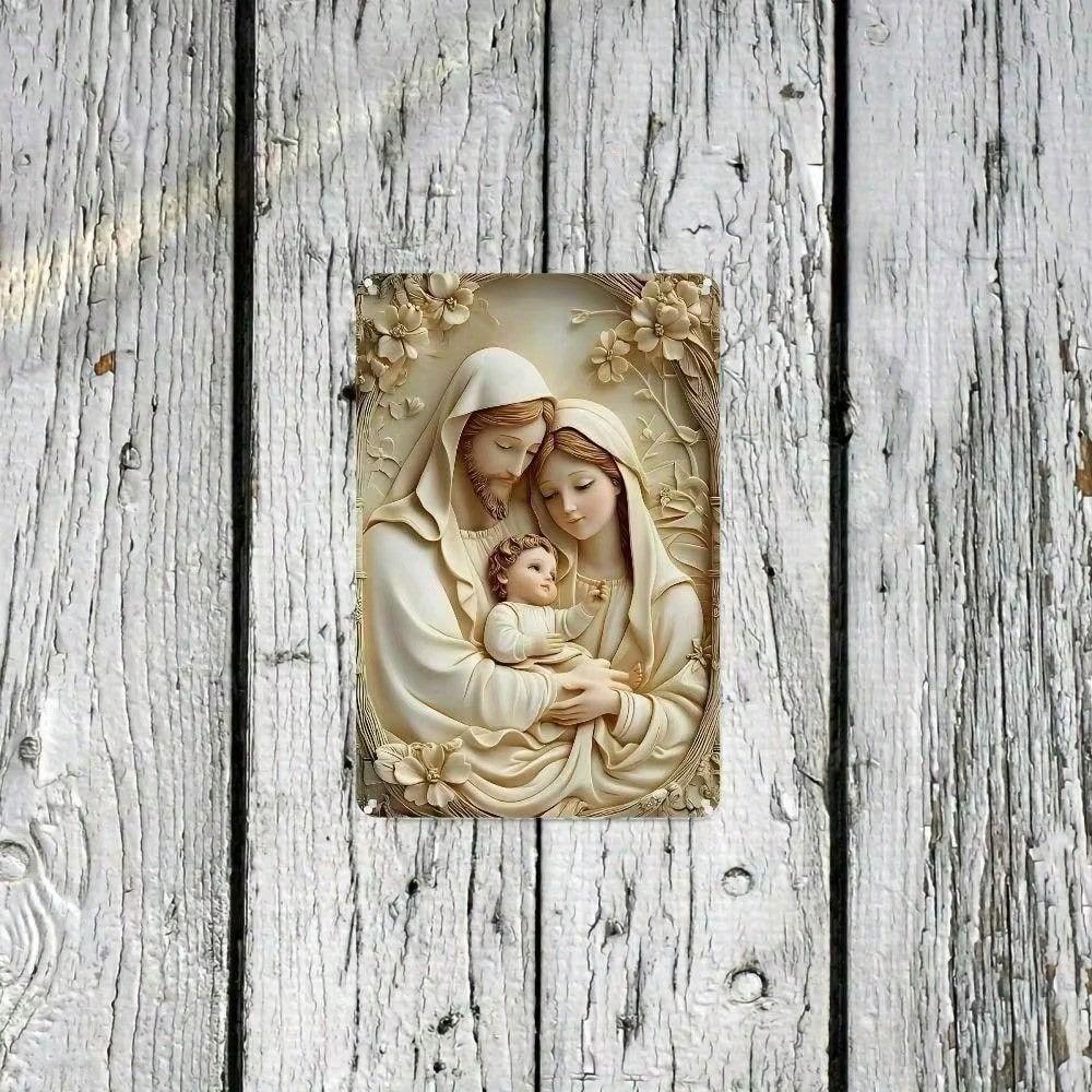 Holy Family Metal Wall Art Christmas Gift Tin Sign