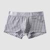 Men Casual Underwear Mid-rise Letter Plaid Print Patchwork Design Shorts Briefs 3D U-convex High Elasticity Panties