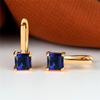 Red Zircon Square Stone Earrings Multicolor Crystal Hoop Earrings Antique Gold Color Engagement Earrings For Women Bride Jewelry