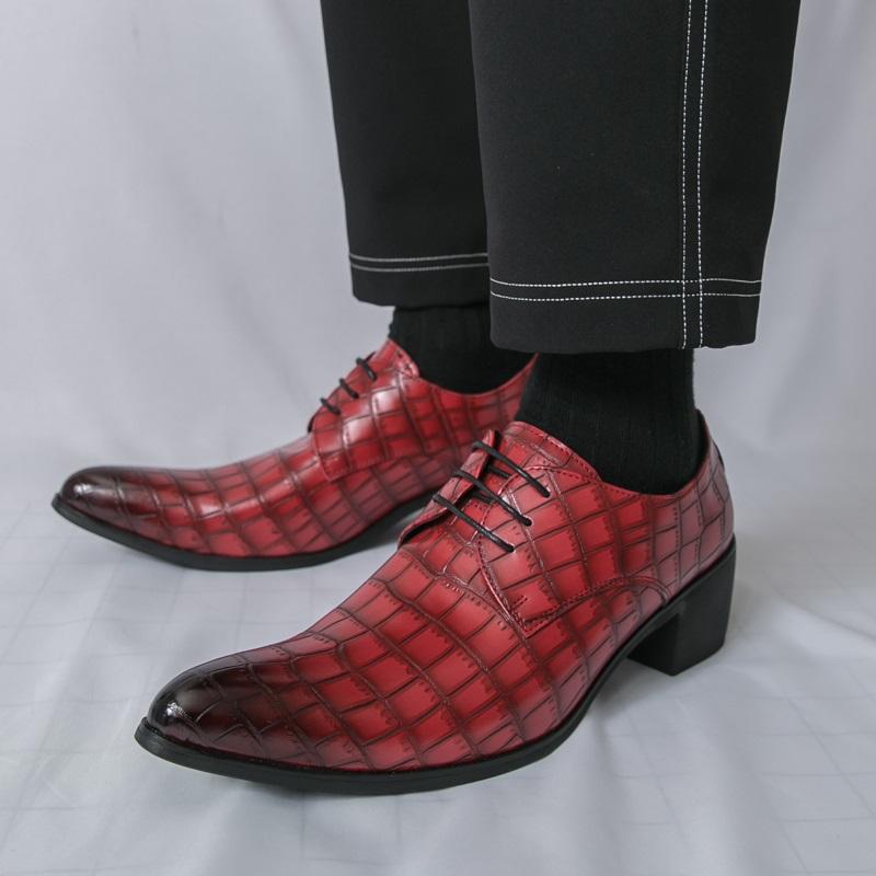 Fashion British Gentleman Men's Pointed Crocodile Pattern Lace Up Oxford Shoes Designer Formal Wedding Prom Dress Homecoming Footwear