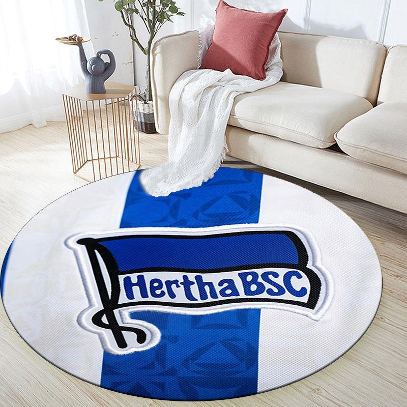 Hertha Berlin pattern round rug,Carpet Rug for Living Room Bedroom Playroom ,Non-slip Floor Mat,Holiday Gifts and Birthday Gifts.