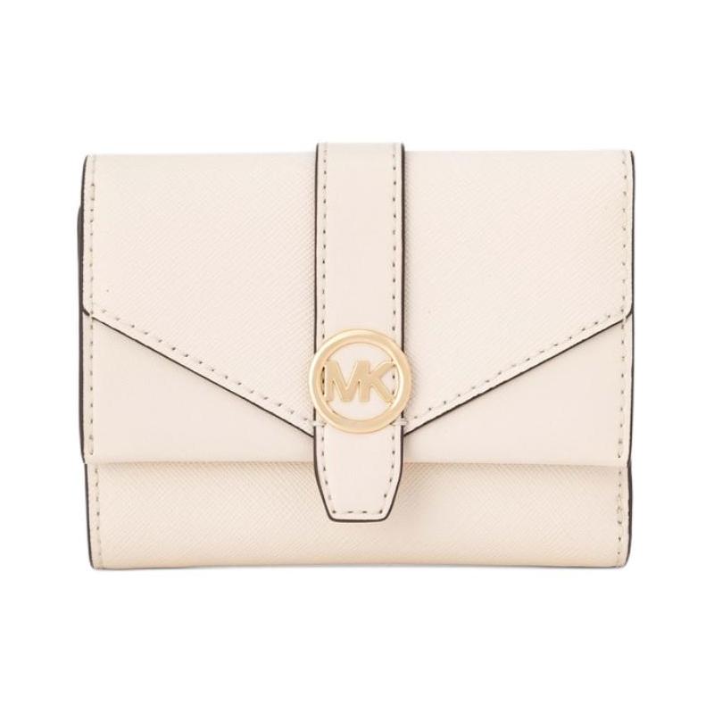 MICHAEL KORS Greenwich Signature Logo Envelope Style Cow Leather Wallet Medium Women s Light Cream коричневый
