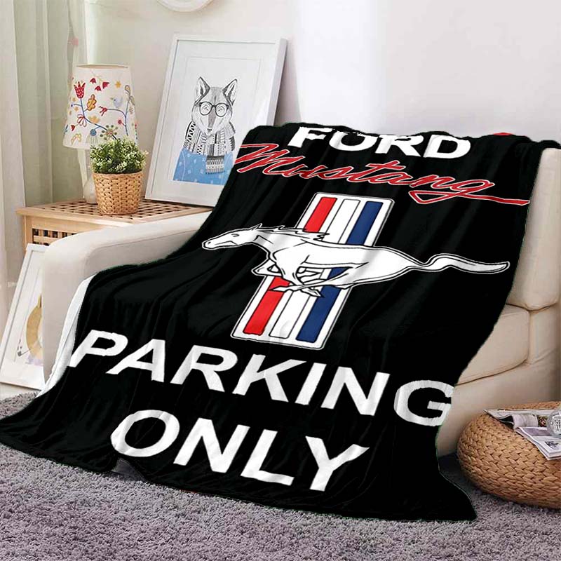 HD M-Mustangs Logo Auta Tištěná Flanelová Přikrývka Měkká Teplá Lehká Přehozová Přikrývka Domácí Dekorace Na Pohovku Postel Ložnici Cestovní Dárek