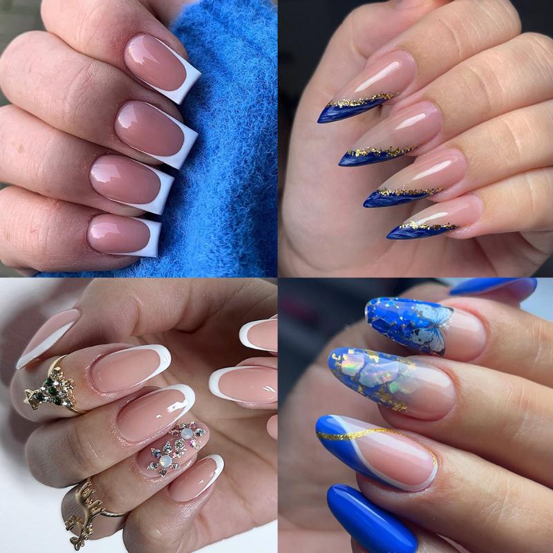 240Pcs Almond Coffin Stiletto Gel Nail Tips With Auxiliary Lines Innovative Press On Nails Ake Nail For Extension Manicure Tool