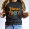 Vintage 1987 Print T Shirt Women 37 Years Old Birthday Anniversary Tshirt Harajuku Fashion Short Sleeve Streetwear Retro Shirts