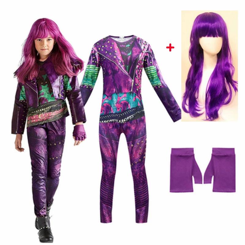 Evie Evil Mal Descendants Cosplay Costume Girls Birthday Party Halloween Carnival Costume And Wig For Kid Disguise Descendants 3