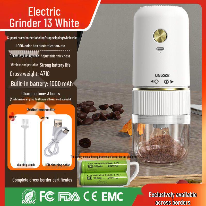 Portable Electric Hand Crank Coffee Grinder for Home Use