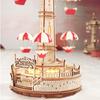 3D Wood Puzzle Amusement Park Series (Parachute Tower) Parasol Attraction Miniature Glowing Rotating Amusement Park with Japanese Instruction Manual