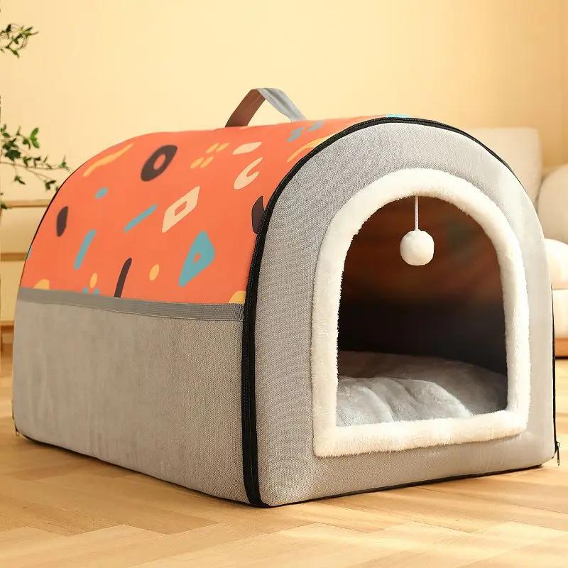

Pet Dog Bed House Foldable Warm Winter Warm Pet Kennel Cushion For Small Medium Large Dogs Sleeping Beds Cats House Mat Blanket S 40X35X33cm