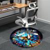1pc Butterfly Stained Glass Chair Carpet for Office Non Slip, Machine Washable Rug for Office, Room Holiday Decor for Christmas, Birthday Polyester