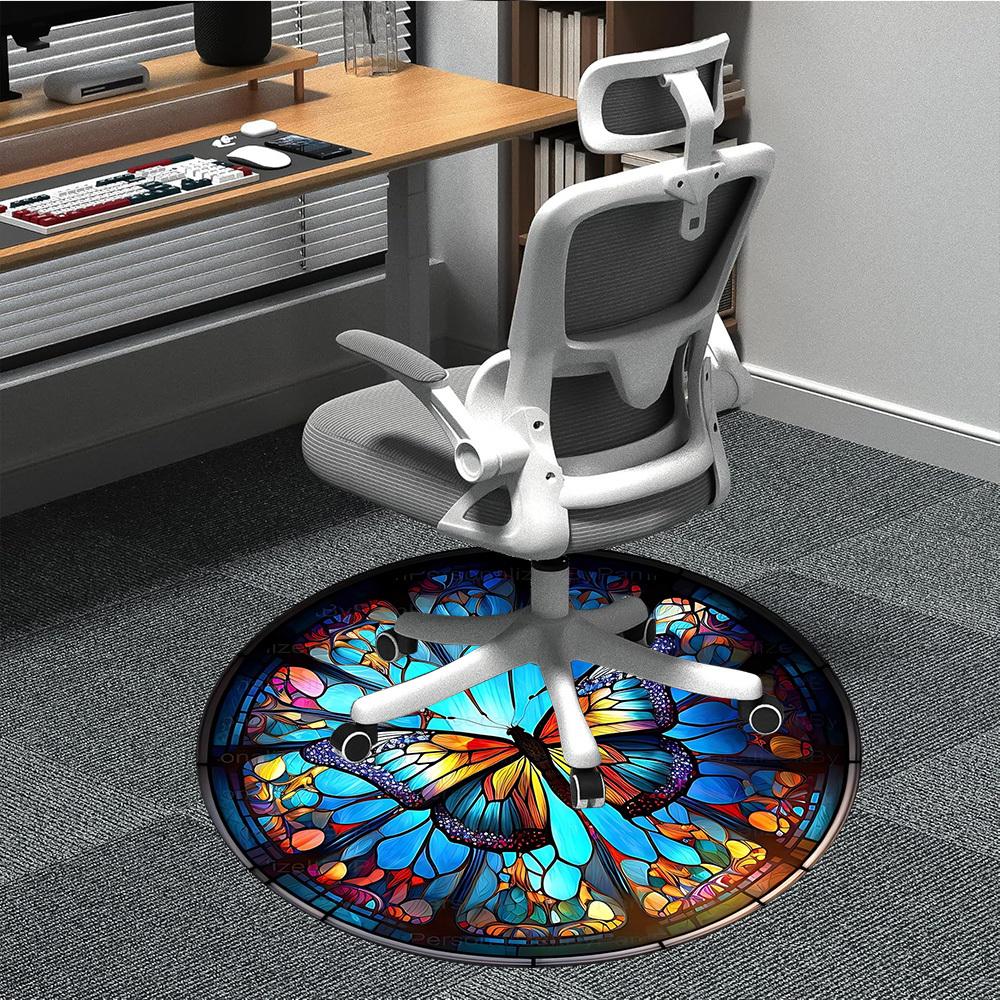 

1pc Butterfly Stained Glass Chair Carpet for Office - Durable, Ideal for Chair Mats, Stylish & Functional Decorative Rug yy260130031 80cm by 80cm