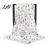 Large Decorative Neck Scarf Women Satin Square Scarf 35"x35" Musical Note Printed Gift for Music Lovers Silky Neckerchief Shawl Wrap Multifunctional