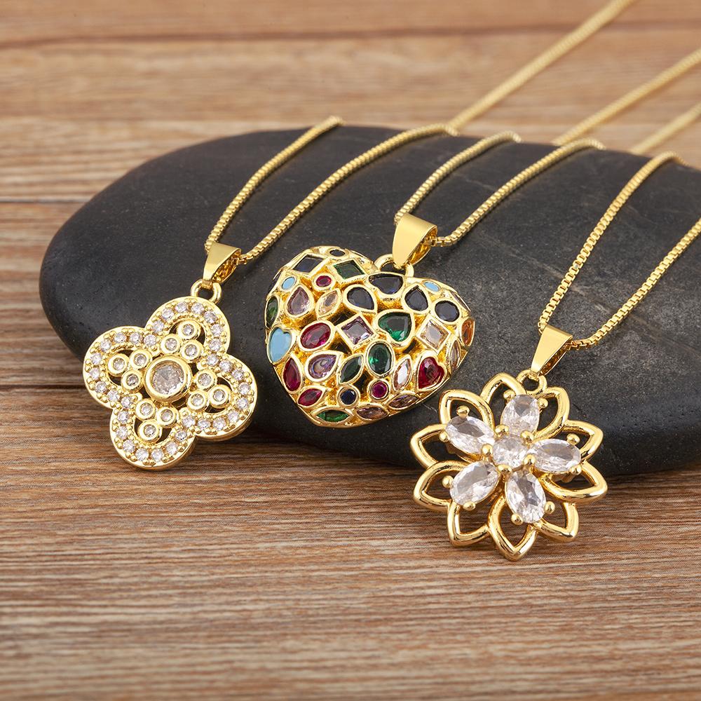 

Nidin Light Luxury Heart/Flower Shape Elegant Aesthetic Charm Pendant Necklace For Women Men Birthday Party Jewelry Accessories