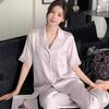 [Pearl Dodder Three-piece Set] 1011 Spring and Summer Pajamas Women's New Short Sleeve Lace Premium Ice Silk Two-piece Set
